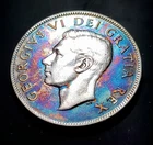 1951 CANADA Half Dollar 50 Cent Silver Coin With Synthesized Rainbow Toning