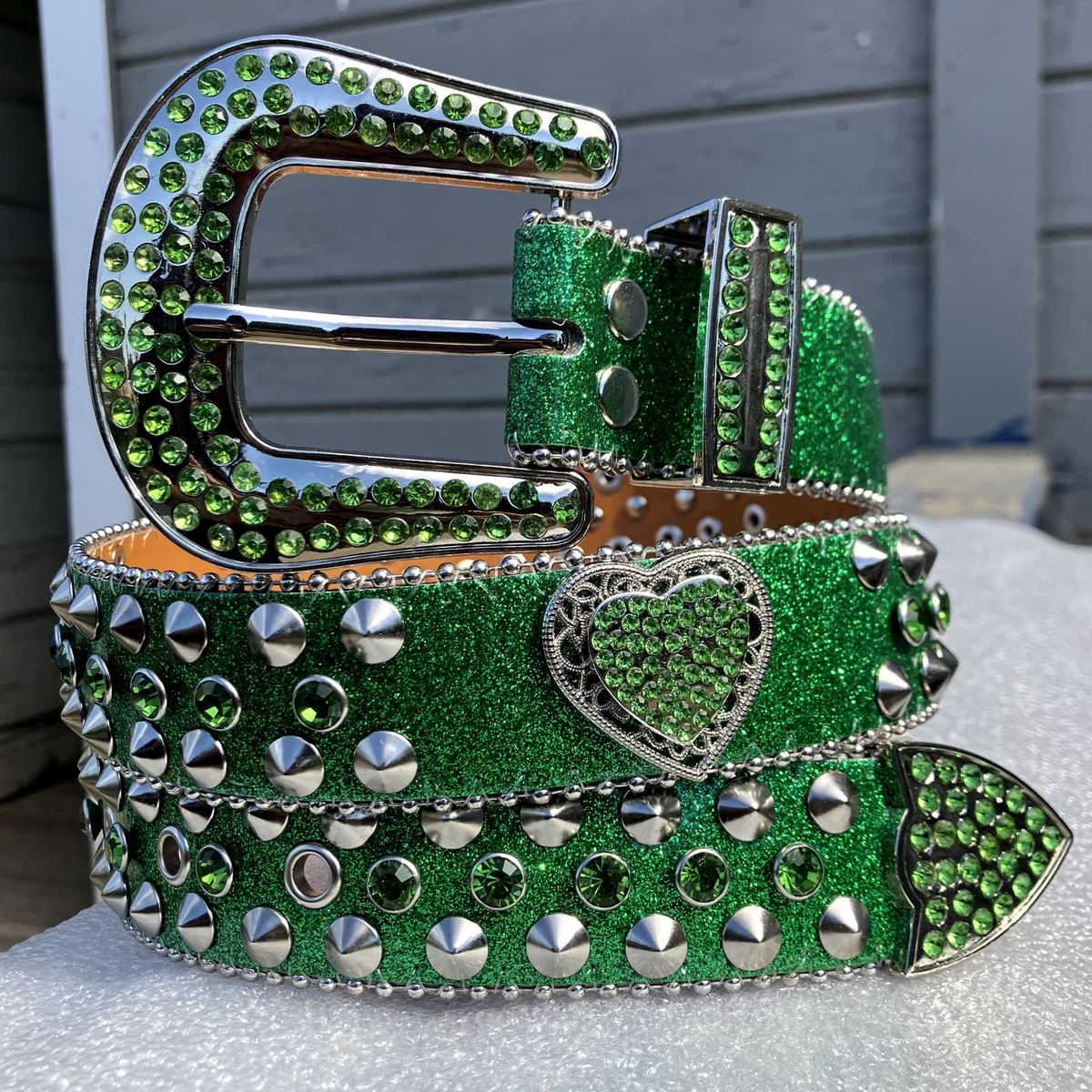 Leather Studded Green Belts for Men for sale | eBay