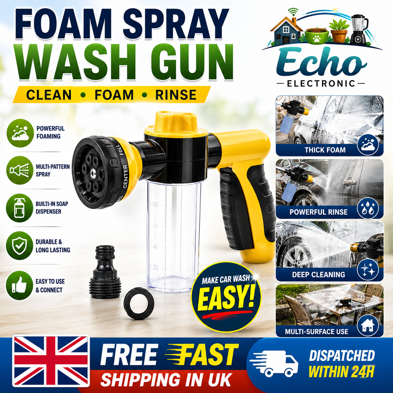Armo® 7 Dial Garden Hose Sprayer Spray Gun with 8 Adjustable Mode Sprinkler Gun