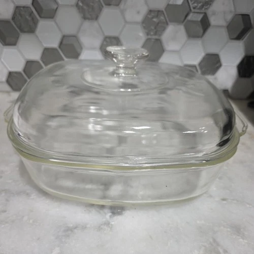 Vintage Anchor Hocking Fire King 3 Qt #449. CLEAR Glass Baking Dish W/lid