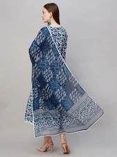 Gosriki Women'S Cotton Blend Anarkali Printed Kurta With Pant & Dupatta (Yuti...