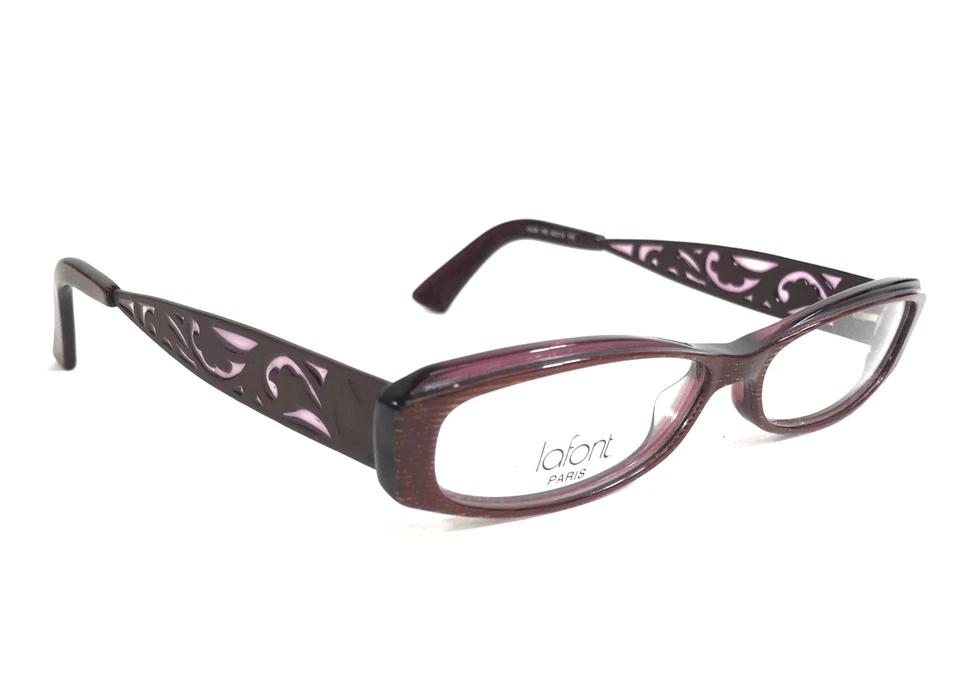 Jean Lafont Eyeglasses Frames OLGA 745 Orange Glitter Purple Paisley 52-13-140 - Image 3 of 4