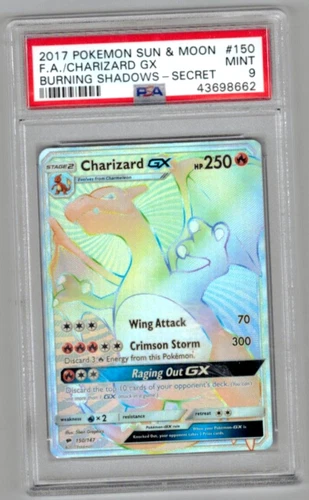 Pokemon Card PSA 9 Charizard GX 150/147 Burning Shadows Full Art Secret Rare