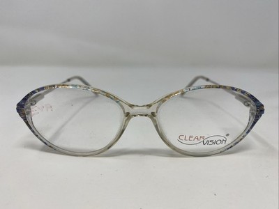 Clear Vision EVA BLUE 55-15-135 Blue Crystal Mix Full Rim Eyeglasses Frame ZC50