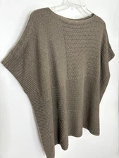 Loft Sweater Poncho Earthy Green Mixed Knit Womens One Size Oversized Vest