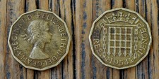 United Kingdom 3 Pence 1954 Coin Queen Elizabeth II
