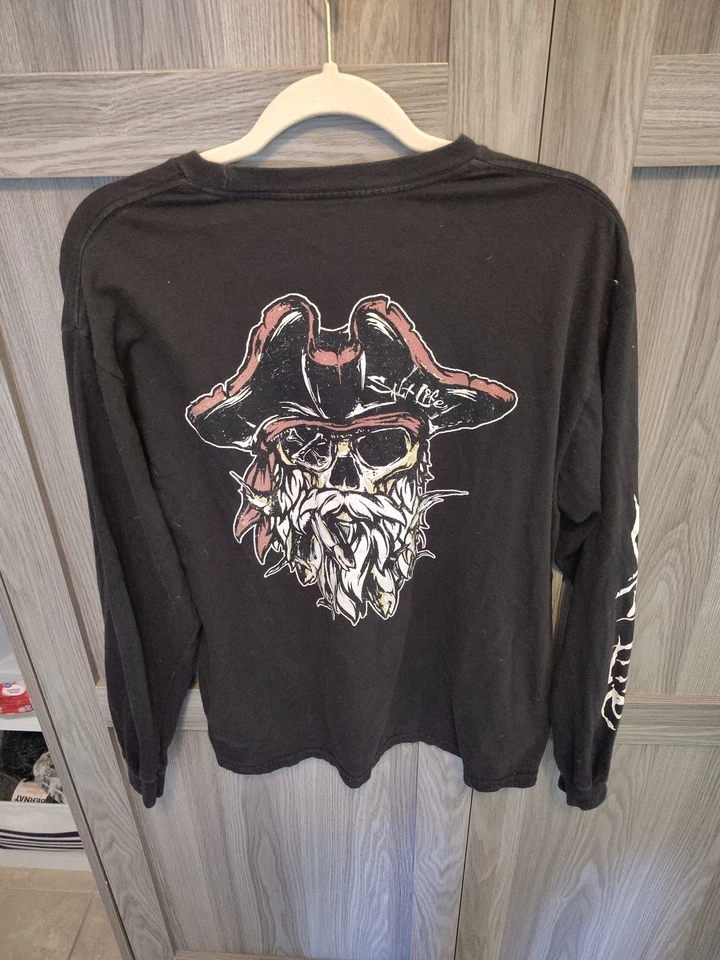 Salt Life 男式黑色长袖图案 T 恤海盗设计,尺寸 M  — 第 2/2 张图片