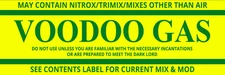 Voodoo Gas Decal for Scuba Diving (Trimix, Nitrox, Enriched Air, etc)