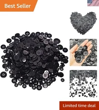 600-700 Assorted Black Craft Buttons - High-Quality DIY Decorative Buttons