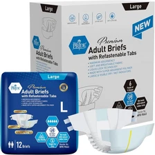 Med Pride Adult Briefs 32 Ct | Max Absorbency Refastenable Tabs XL Diapers