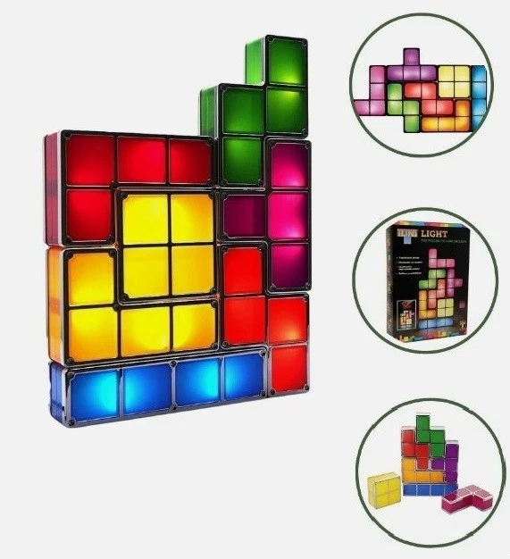 Tisch-Spiel Lampe -TETRIS- aus 7 Bausteinen -- Retourenware --