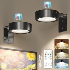 2-Pack Picture Lights for Wall,Rechargeable Battery Operated Painting Light Magn