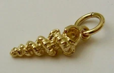 GENUINE SOLID 9ct 9K YELLOW GOLD 3D LONG SEA SHELL Charm/Pendant  