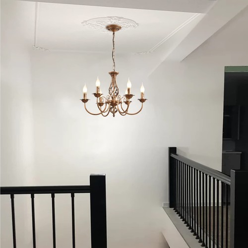 Bronze/6 light Chandelier Vintage Pendant Light Fixture for Dining Room Bedroom - Picture 8 of 9