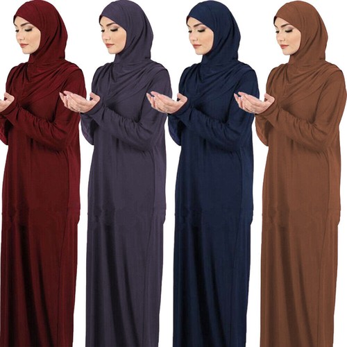 One Piece Muslim Womens Prayer Dress Islamic Hijab Abaya Khimar Jilbab Kafta - Picture 3 of 27