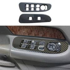 2PC Carbon Fiber Color Door Window Lift Panel Cover For Dodge Ram 2002-2010