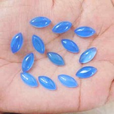  WHOLESALE NATURAL BLUE CHALCEDONY CABOCHON MARQUISE SHAPE LOOSE GEMSTONE