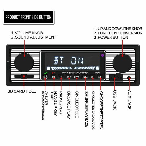 4-Channel Digital Stereo Audio USB/SD/FM/WMA/MP3/WAV Radio Player BIN Bluetooth - Picture 5 of 10