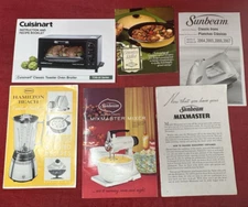 6 Kitchen Appliance User Manuals Recipes West Bend Sunbeam & More VTG LOT