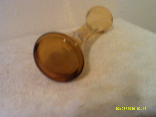 VINTAGE YELLOW COLOR GLASS GOLD TRIM HAND PAIINTED FLOWER DESIGN 9" BUD VASE - Picture 7 of 7