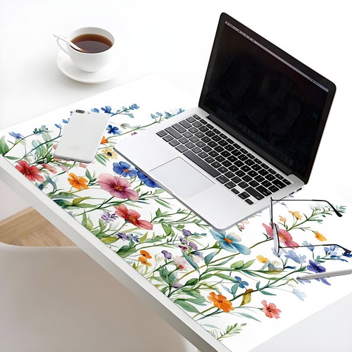 Colorful Flower Mouse Pad Green Plant Desk Mat for Keyboard and Mouse Desk Pad - Picture 3 of 7