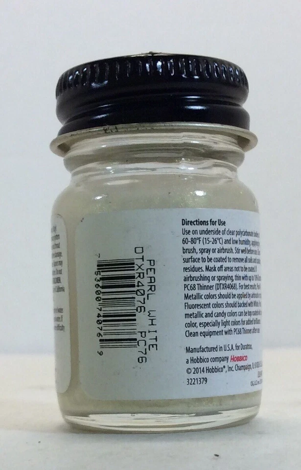 Pintura corporal de carro de controle remoto Duratrax 1/2 oz DTXR4076 PC76 branco pérola - Imagem 2 de 2