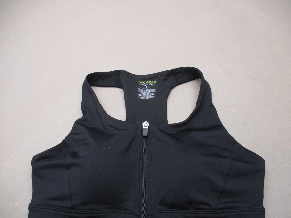TEK GEAR Size S Womens Black Lined Wireless Front Zip Racer Back Sports Bra 3Q - Изображение 2 из 4
