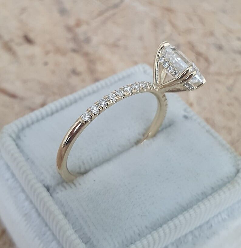Bague De Fiançailles Marquise En Diamant Simulé, Plaquée Or Jaune - Personnalisable à Ta Taille !