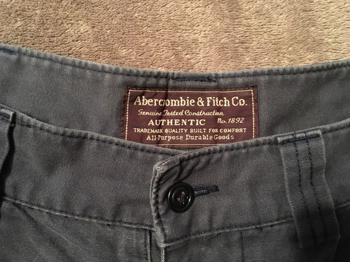 Vintage Abercrombie & Fitch Men's Heavy Cargo Shorts Blue Size 32 Button Fly - Picture 2 of 12