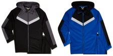 Kid's Zip Up Sports Jacket Activewear Blue Black Pockets Lightweight Multi-Sizes