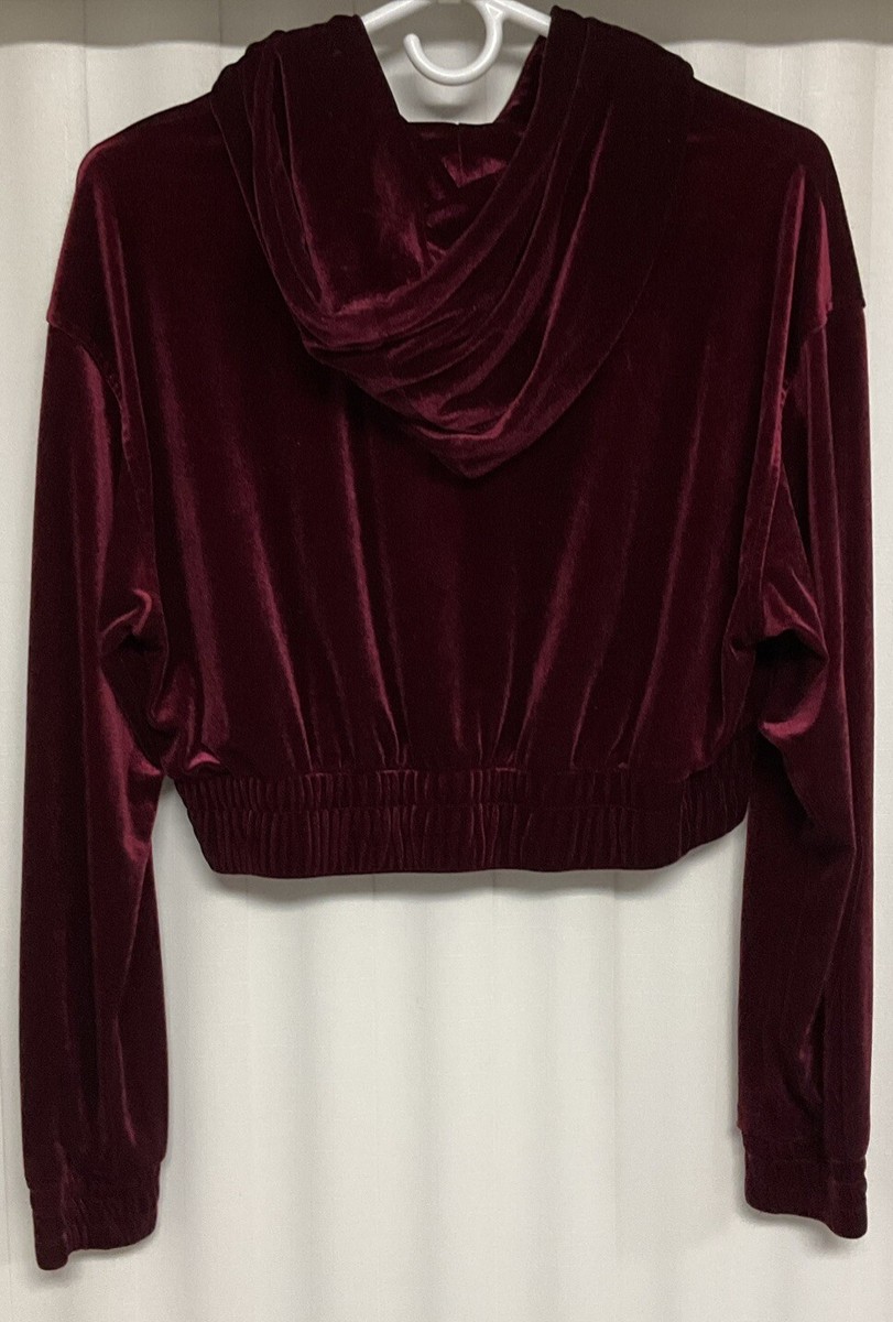 Kendall & Kylie Womens Hoodie L Purple Crop Sweatshirt