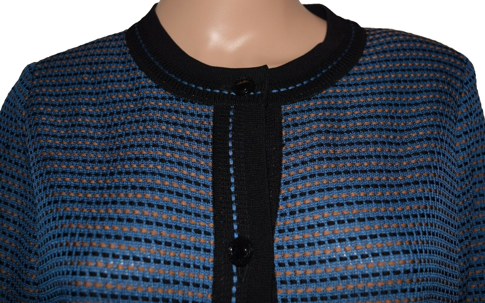 Misook Exclusively Blue Multicolor Button Front 3… - image 2