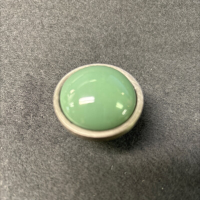 1-3/8'' Betsy Fields Knob Satin Nickel with Green  Ceramic Insert