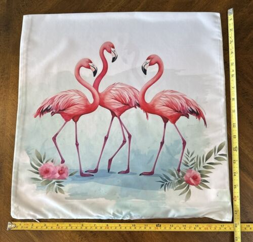Throw Pillow Cover Shell Case Coastal Beach Flamingo NO PILLOW INSERT-SHELL ONLY - Picture 2 of 3