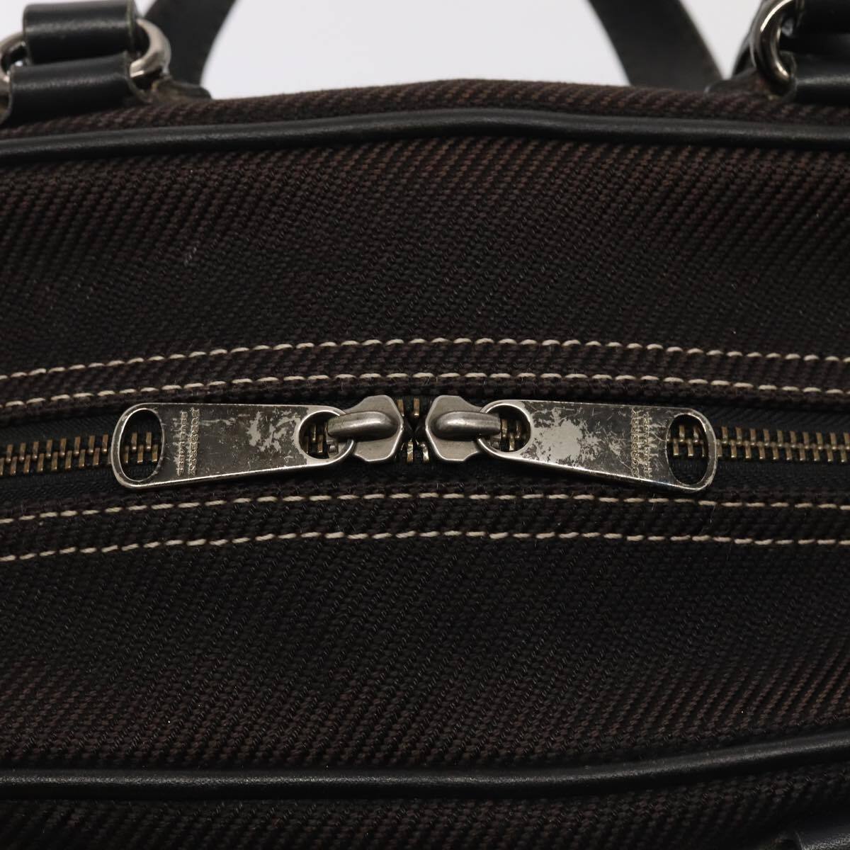 BURBERRY Black label Hand Bag Canvas Black Silver Auth