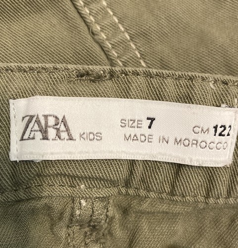 ZARA GIRLS Cargo Pants Paperbag Waist Olive Green Sz 7 - Picture 5 of 6