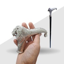 Antique Walking Cane with Lion Head Animal Face Stick for Old People Men Women