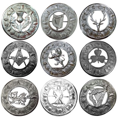Kilt Volar Broche grande de cuadros escoceses con diseño de cardo de Cromo frontera varios desplazamiento