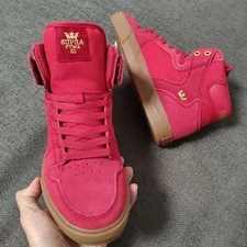 Supra Men's SUPRA VAIDER shoe Rose Red Suede+canvas raw rubber sole Mid top