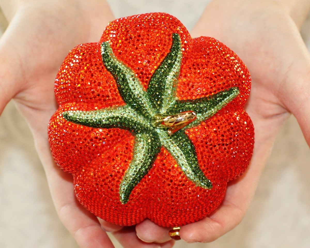 Judith Leiber ICONIC TOMATO PUMPKIN Swarovski Crystal Minaudiere