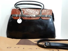 Gianni Chiarini Dark Red & Black Ostrich & Cow Hide Sholder/Handbag 2004 NEW