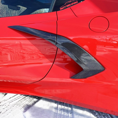 DRY CARBON Side Fender Vent Door Scoop Garnish For 2020-Up Chevrolet Corvette C8 - Picture 3 of 12