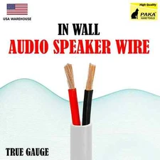 100 ft In Wall Audio Speaker Cable Wire  16/2 AWG Gauge 2 Conductor Bulk White