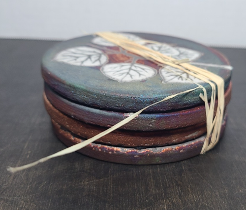 Raku Kunstkeramik Untersetzer signiert von Jeremy Diller - 4er Set NEU - Bild 8 von 12
