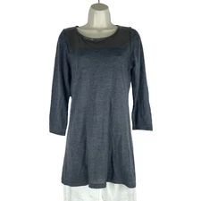 Ann Taylor Wool Blend Tunic Sweater Charcoal Gray Metallic Women Size S