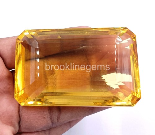 Piedra preciosa suelta corte esmeralda Brasil 745,5 quilates natural citrino amarillo 4RDF - Imagen 6 de 8