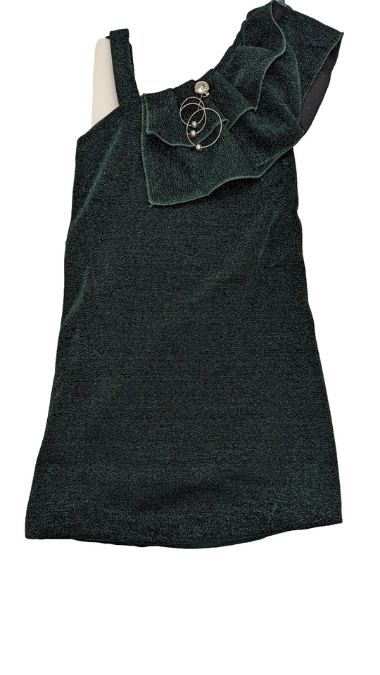 Girls 3T- 6T Cut Out Shoulder Stylish Dress Glitter Outwear Birthday Designer - Image 2 of 4