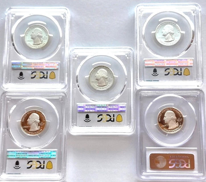 2013 S National Parks 5 Coin Silver Quarter Set PCGS PR69DCAM Special Flag Label - Image 2 of 4