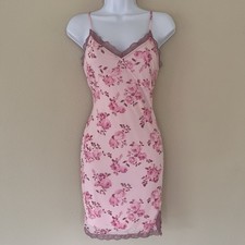 Wild Fable Womens Slip Dress Medium Pink Mesh Lace Floral Babydoll Romantic Rose