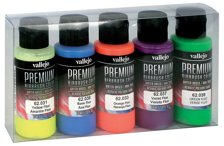 Vallejo 62.102 - Color Set, Fluorescent, 5 x 60 ml - New